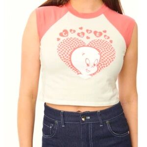New Unique Vintage | Casper Raglan Cropped Graphic Cotton Tee XL
